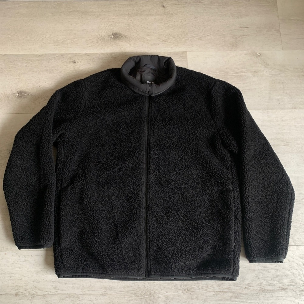 Theory Mens Classon Glacial Fleece Jacket Black XL K0795425 Full‎ Zip Sherpa